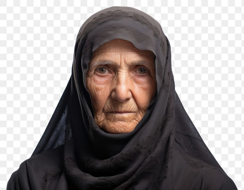 PNG Elderly saudi woman portrait photography sweatshirt.