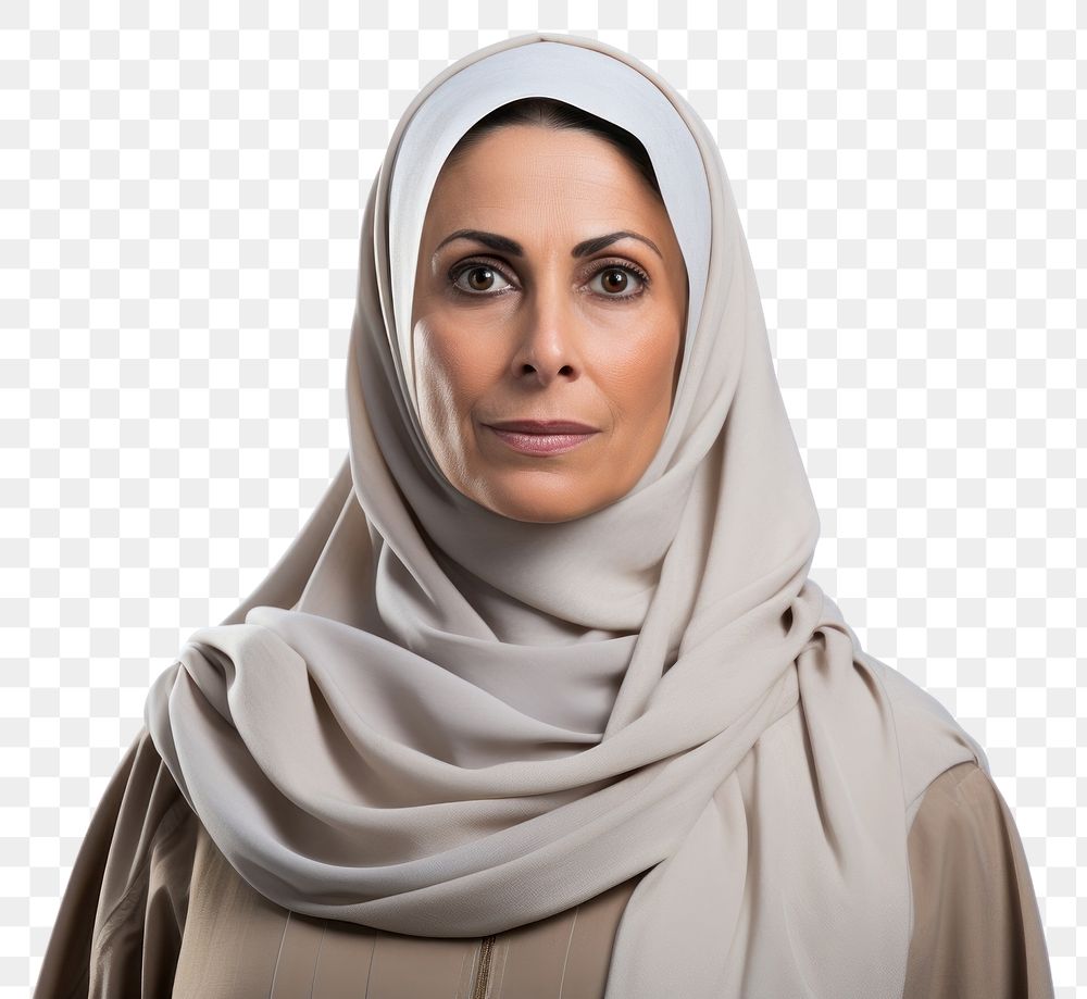 PNG Emirati middle aged woman portrait fashion scarf.