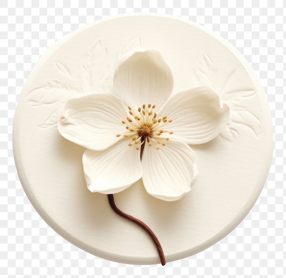 PNG  Magnolia flower Seal Wax Stamp petal plant plate.