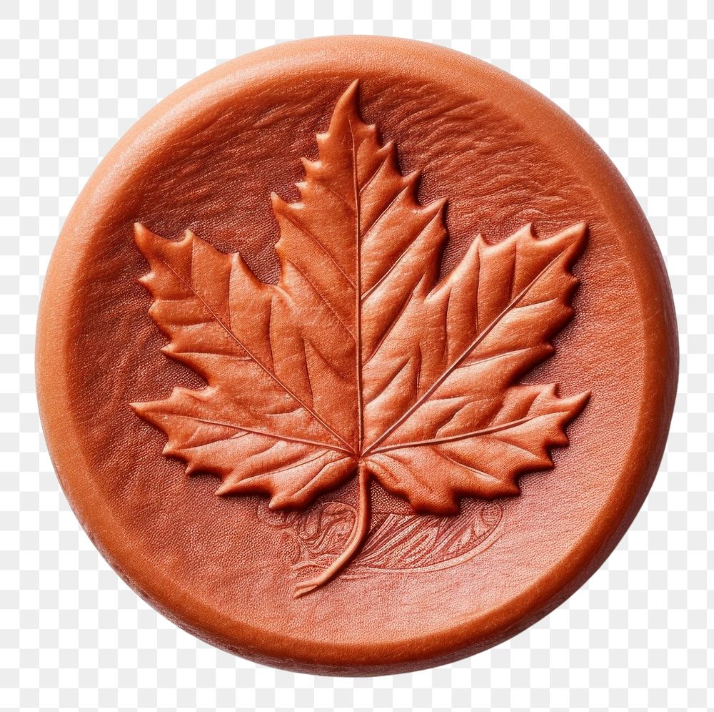 PNG  Autumn leaf Seal Wax Stamp craft plant white background.