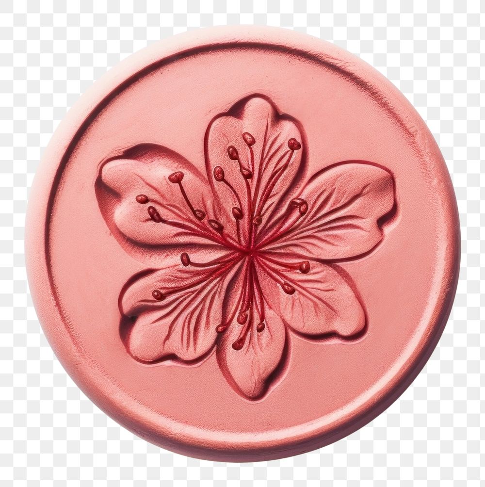 PNG  Azalea flower Seal Wax Stamp locket white background accessories.