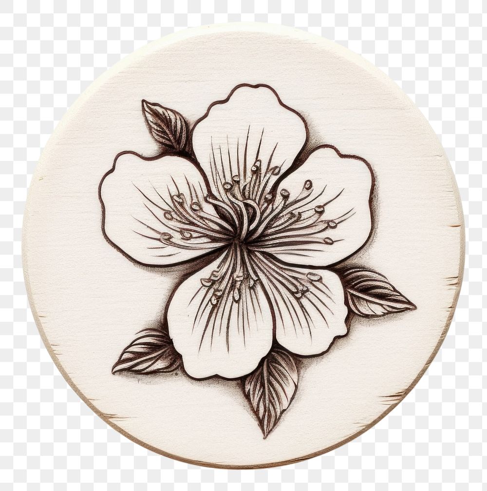 PNG  Azalea flower Seal Wax Stamp pattern plant art.