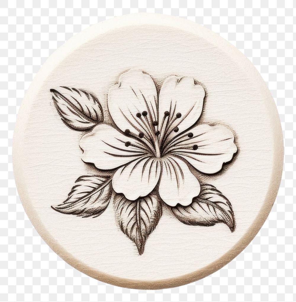 PNG  Azalea flower Seal Wax Stamp pattern craft art.