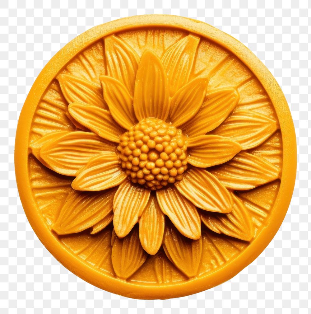 PNG  Calendula flower Seal Wax Stamp craft white background accessories.