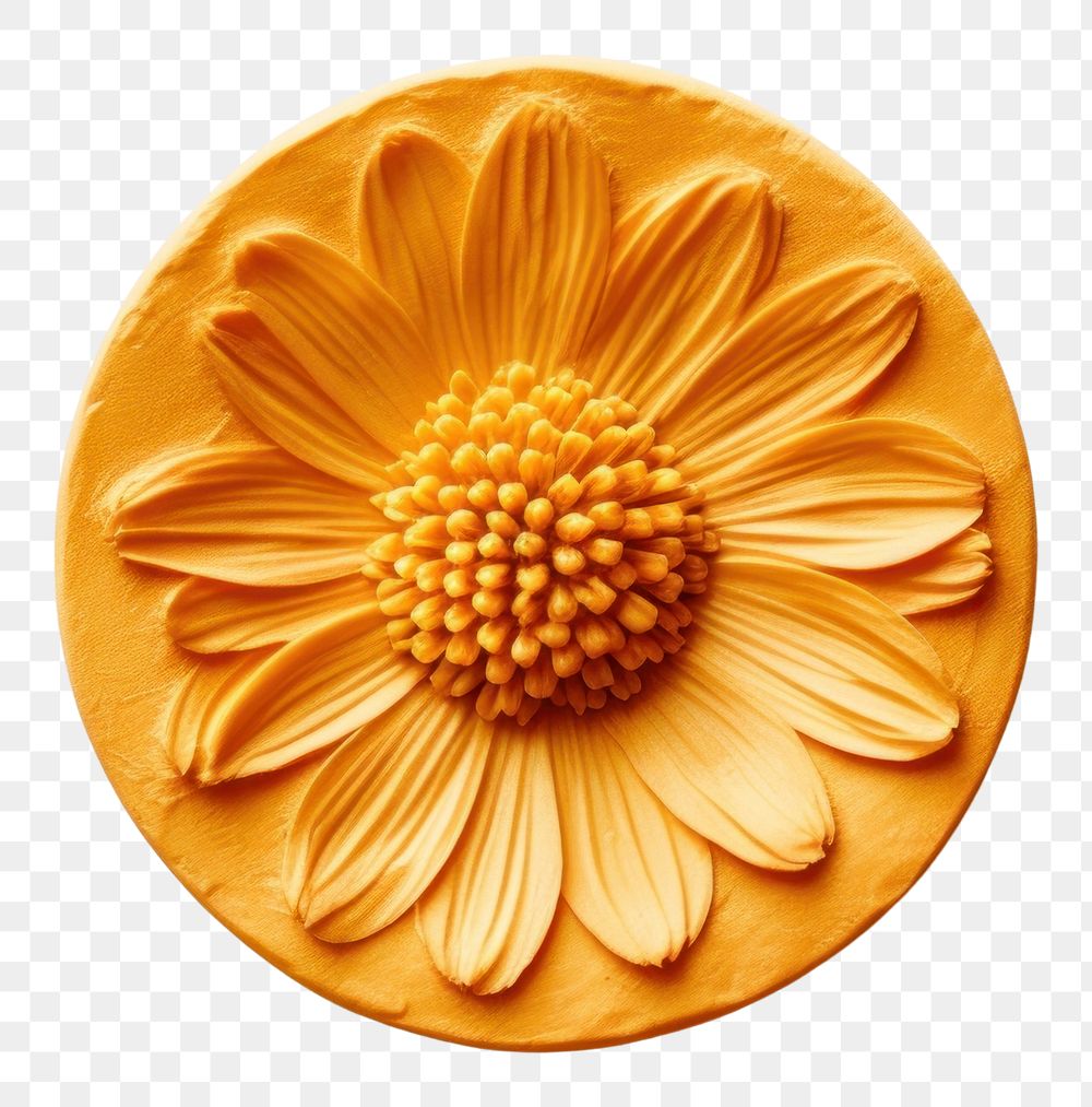 PNG  Calendula flower Seal Wax Stamp craft white background inflorescence.