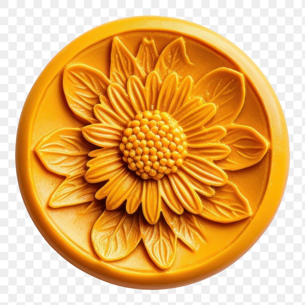 PNG  Calendula flower Seal Wax Stamp craft plant white background.
