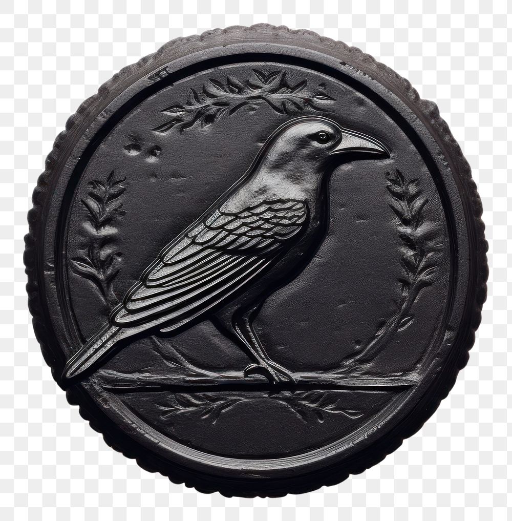 PNG  Crow Seal Wax Stamp animal bird representation.
