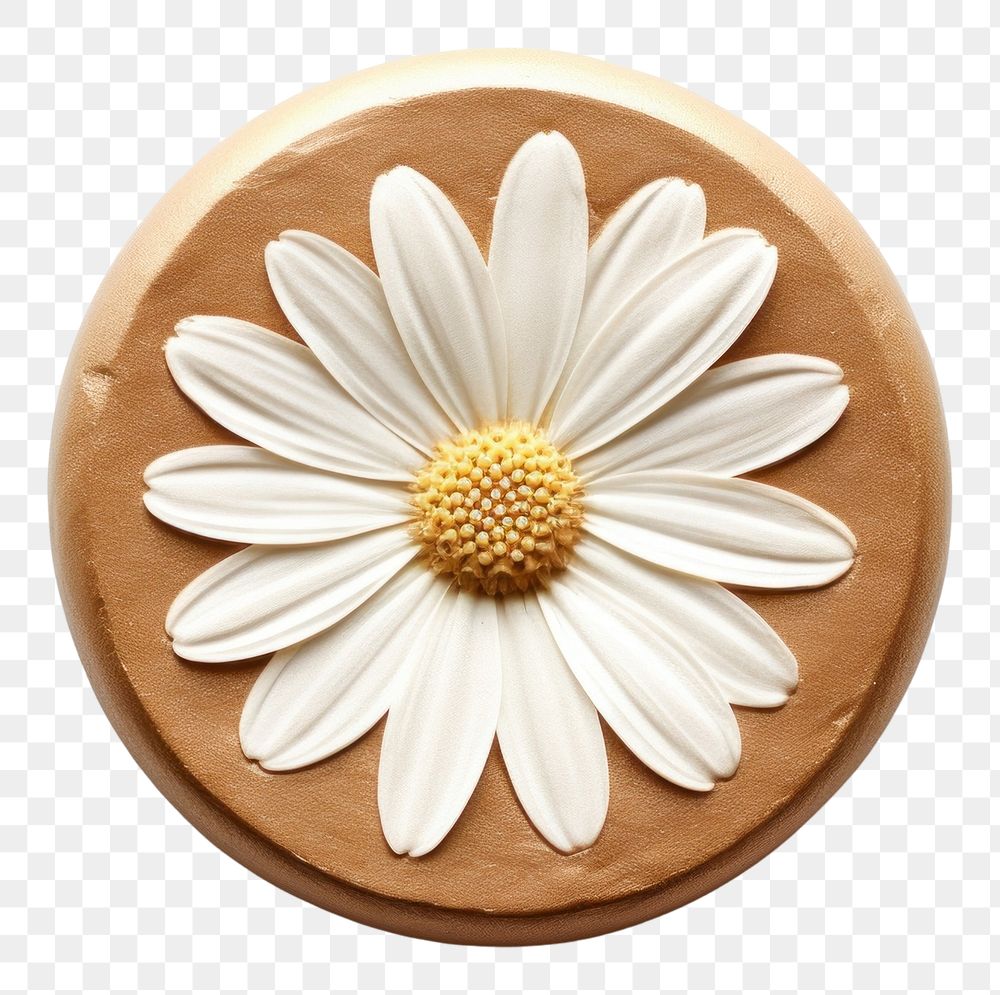 PNG  Daisy Seal Wax Stamp flower plant white.