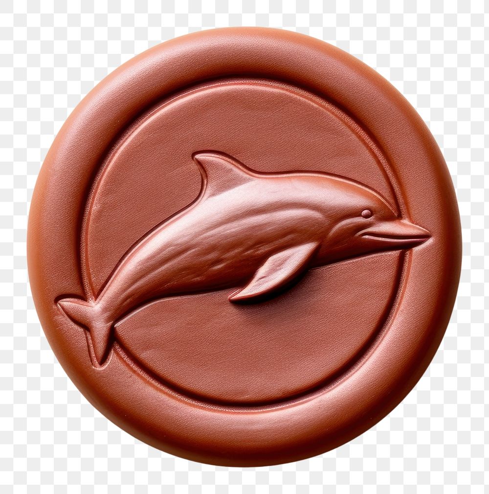 PNG  Dolphin Seal Wax Stamp chocolate dessert circle.