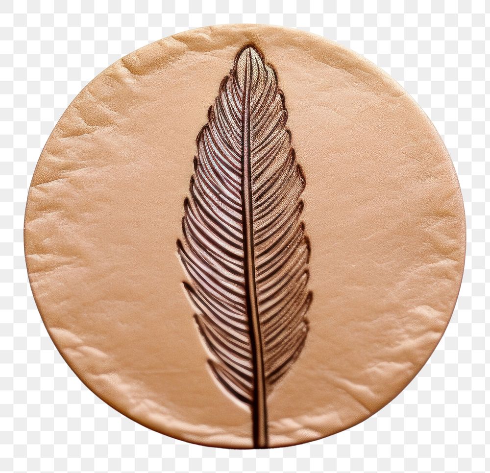 PNG  Feather Seal Wax Stamp leaf white background dishware.