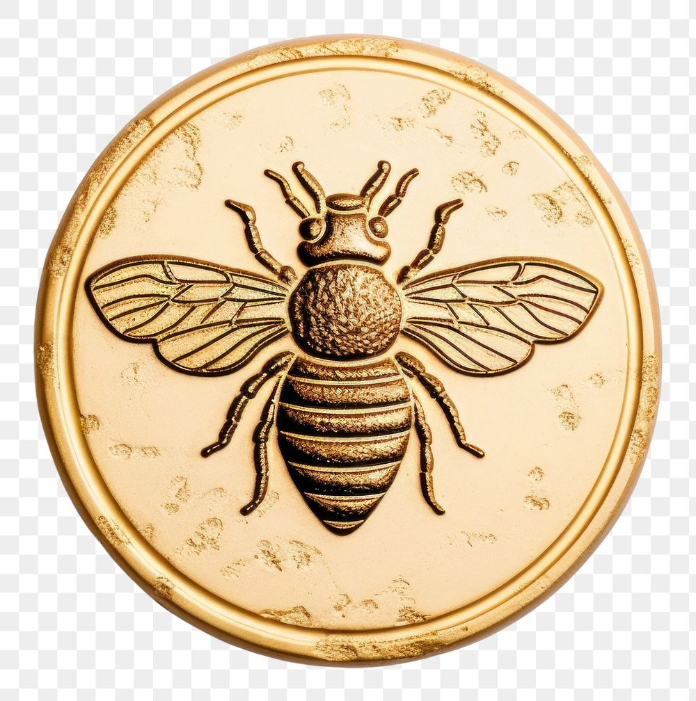 PNG  Bee ptint Seal Wax Stamp animal insect money.