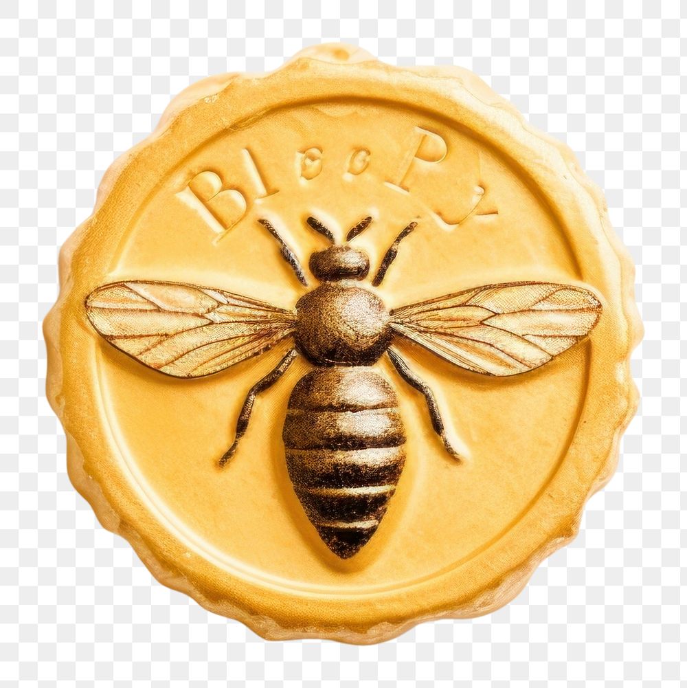 PNG  Bee ptint Seal Wax Stamp insect animal gold.