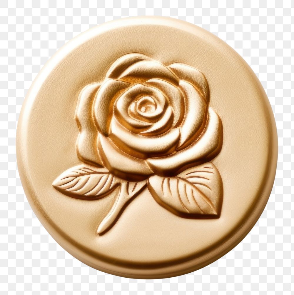 PNG  Garden rose Seal Wax Stamp jewelry locket gold.