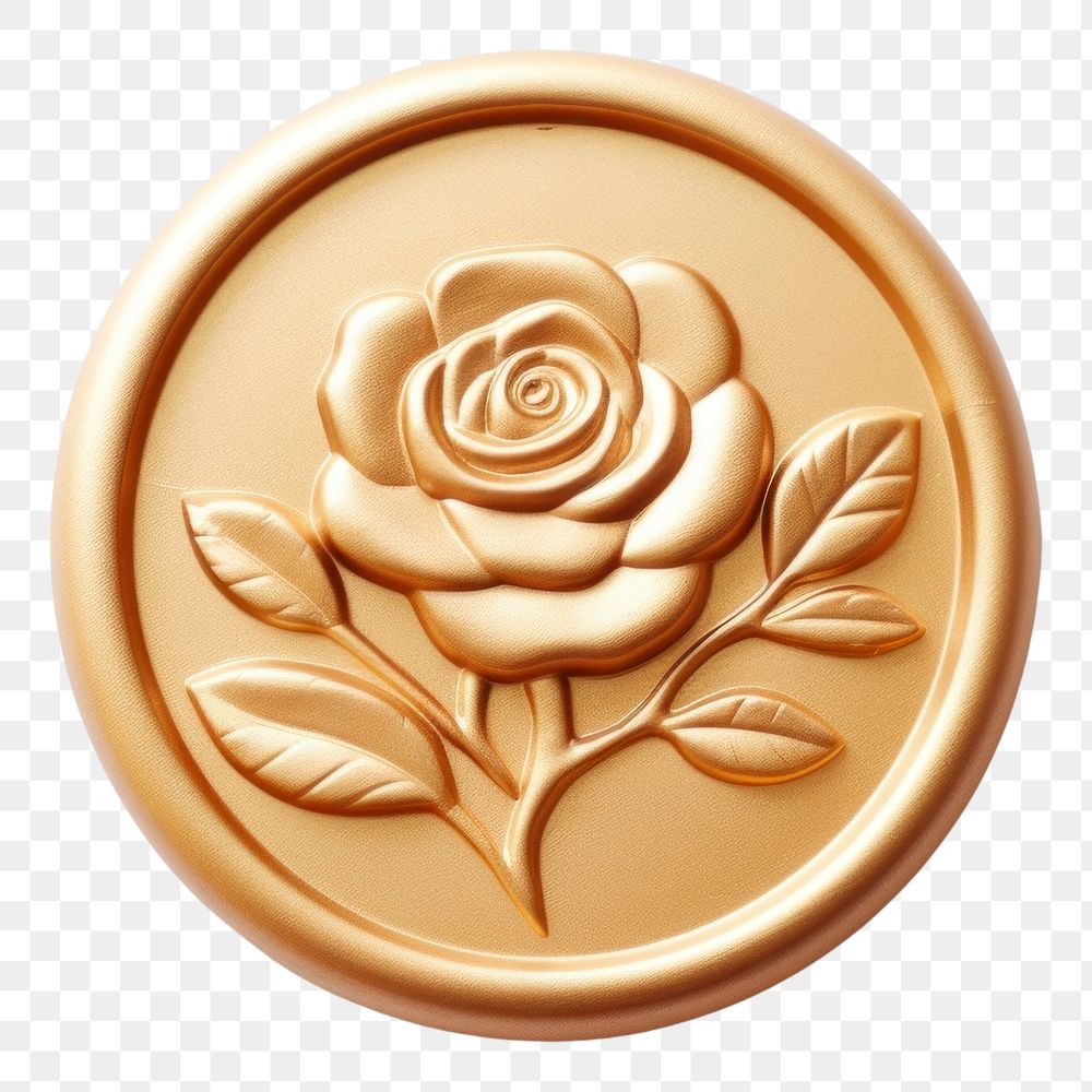 PNG  Garden rose Seal Wax Stamp gold jewelry locket.