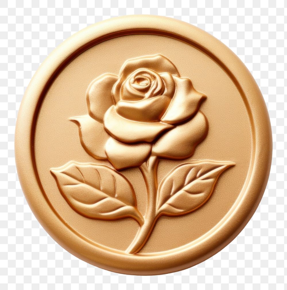 PNG  Garden rose Seal Wax Stamp locket craft gold.