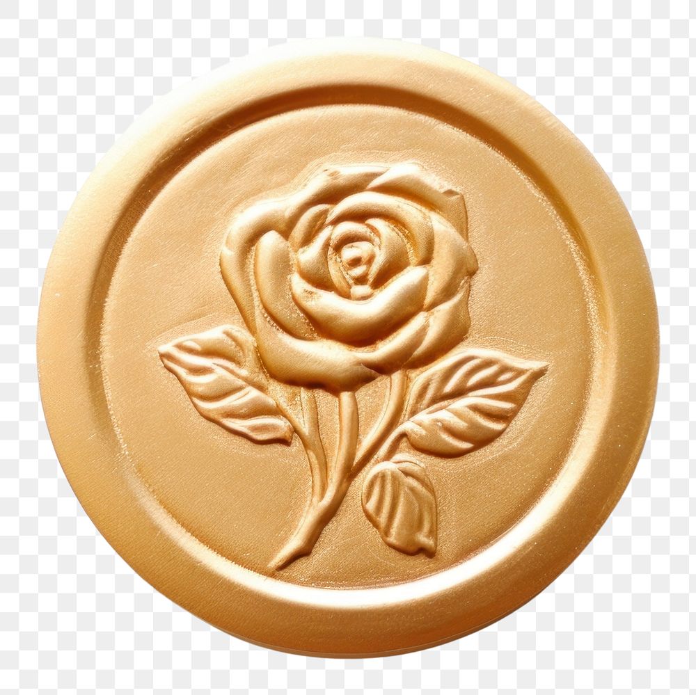 PNG  Garden rose Seal Wax Stamp gold jewelry locket.