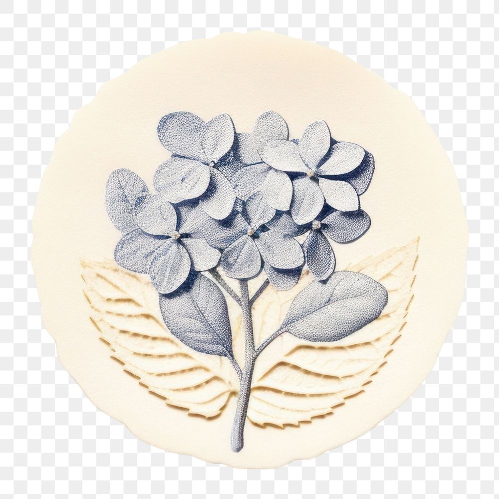 PNG  Hydrangea flower Seal Wax Stamp jewelry white background accessories.