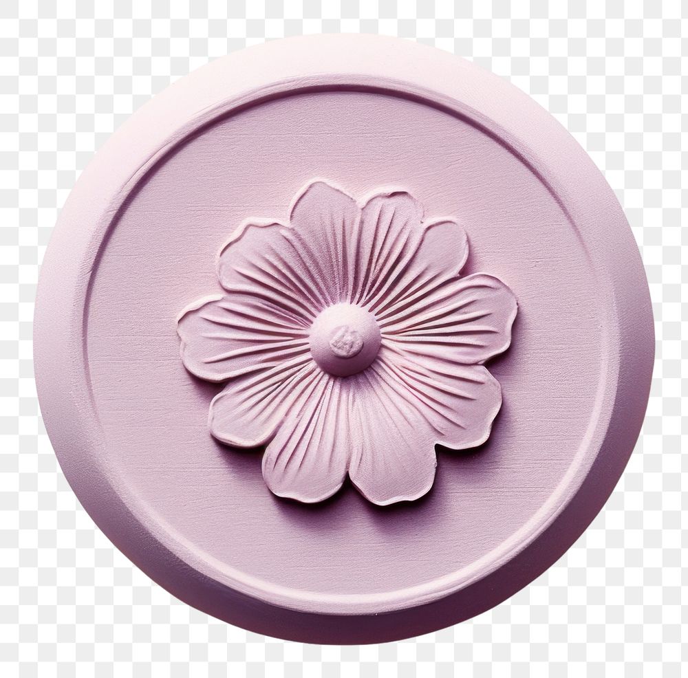 PNG  Flower Seal Wax Stamp purple accessories creativity.