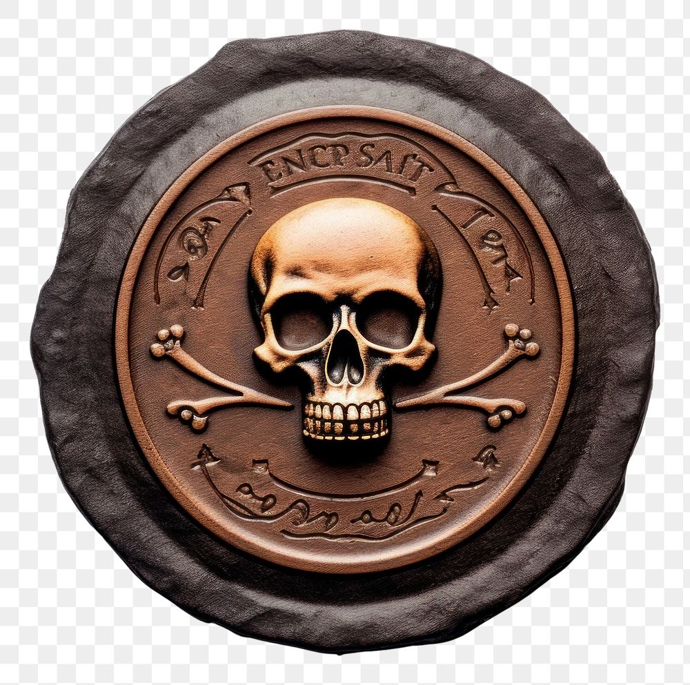 PNG  Pirate bones Seal Wax Stamp locket white background representation.