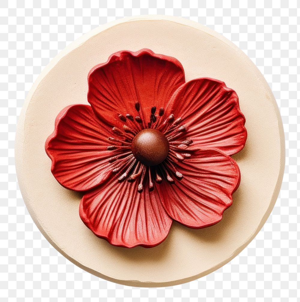 PNG  Poppy flower Seal Wax Stamp plant plate accessories.