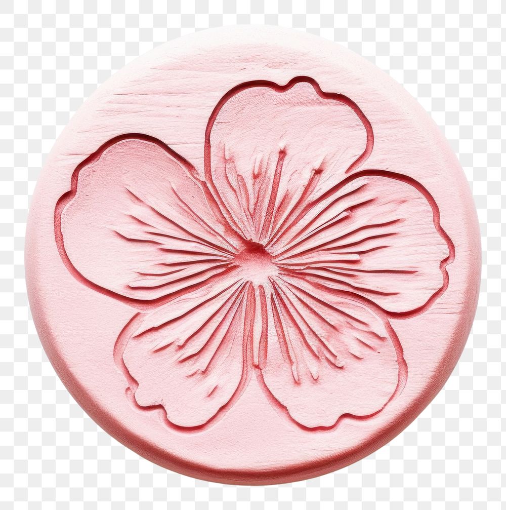 PNG  Sakura flower Seal Wax Stamp white background accessories creativity.