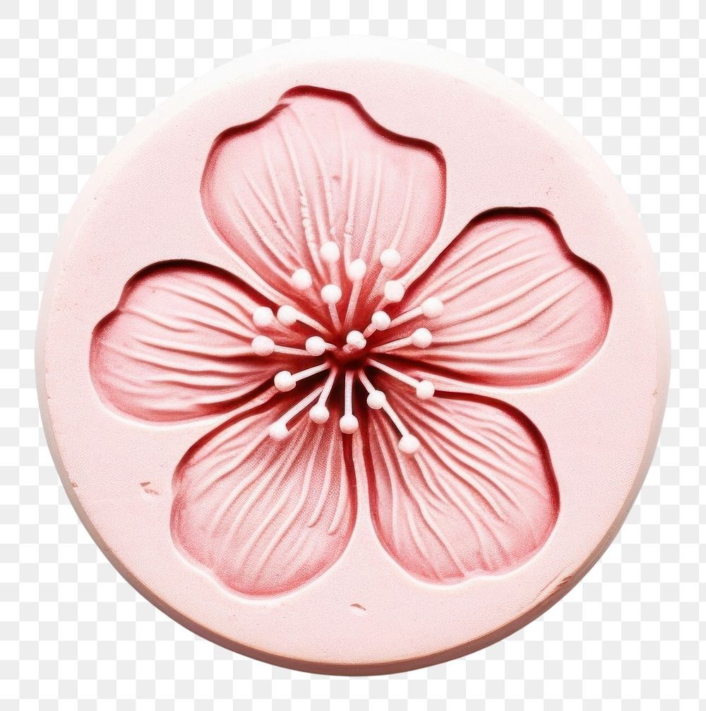 PNG  Sakura flower Seal Wax Stamp white background confectionery accessories.