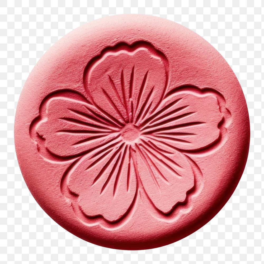 PNG  Sakura flower Seal Wax Stamp food white background confectionery.