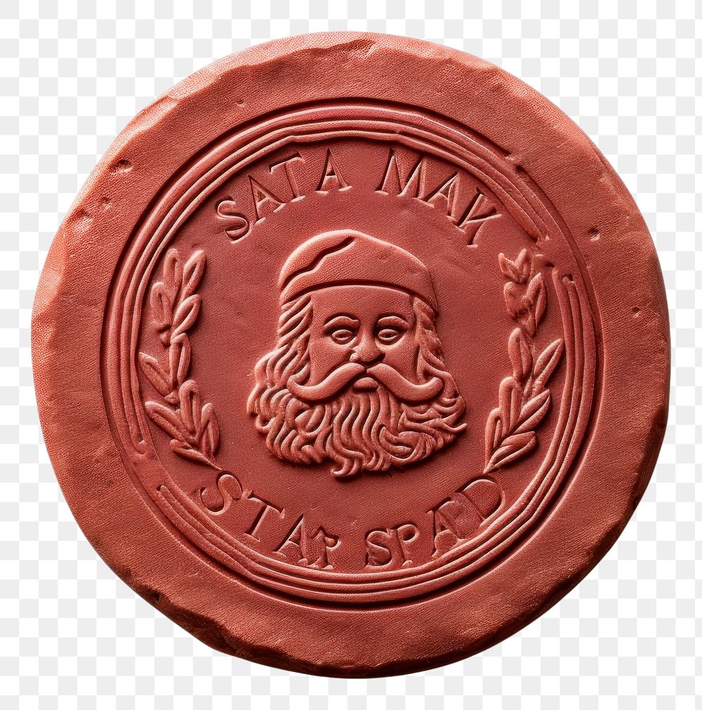 PNG  Santa Seal Wax Stamp craft white background currency.