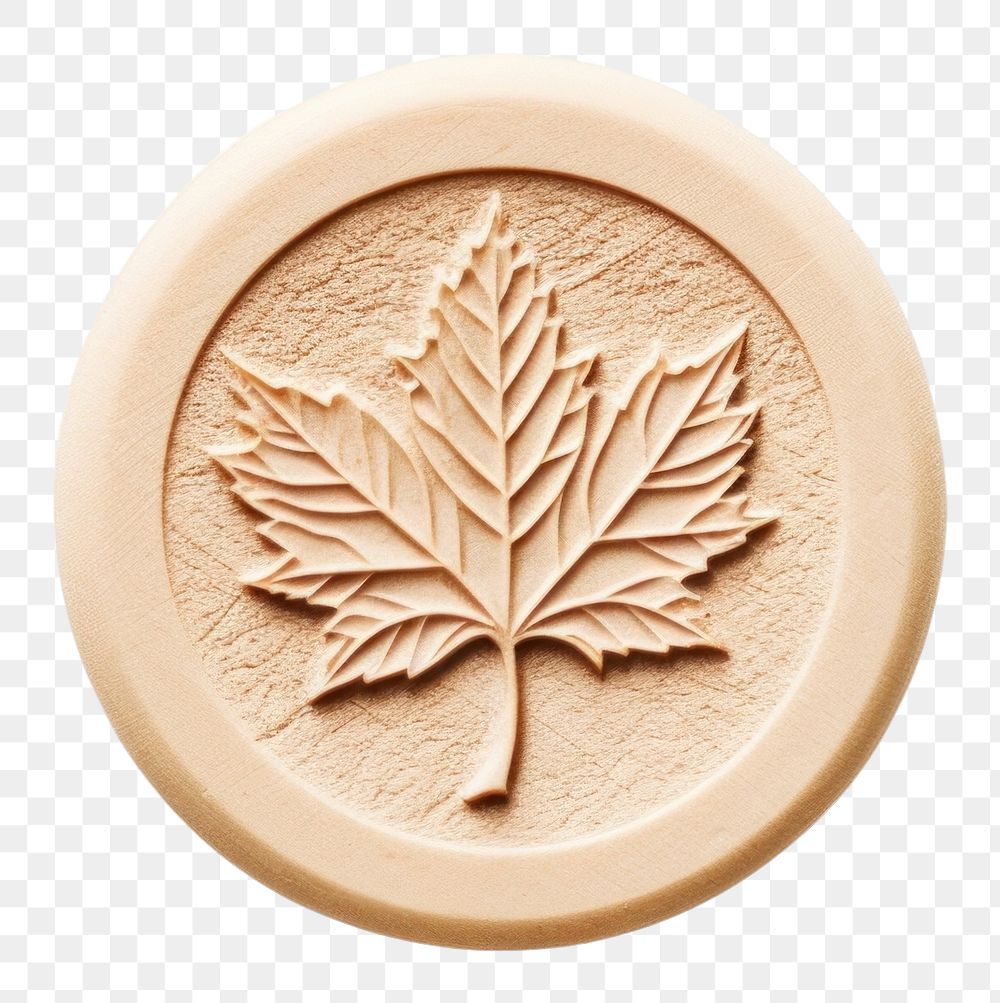 PNG  Wax Stamp maple leaf imprint white background cosmetics pattern.