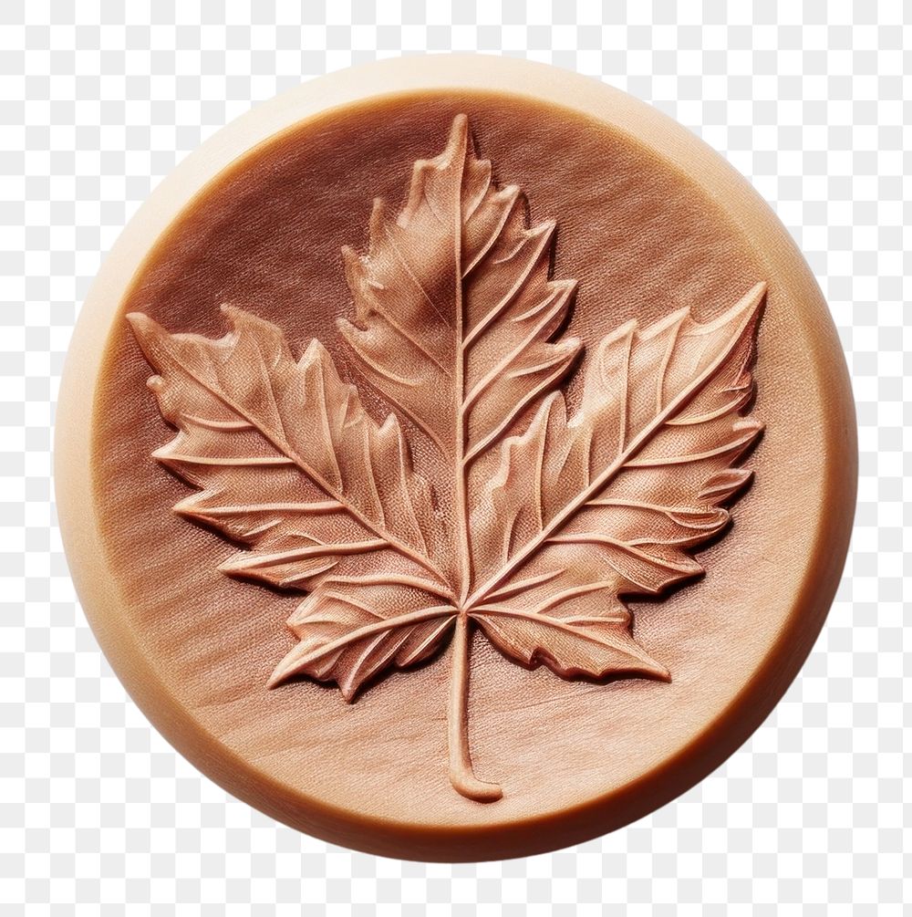 PNG  Wax Stamp maple leaf imprint white background currency pottery.