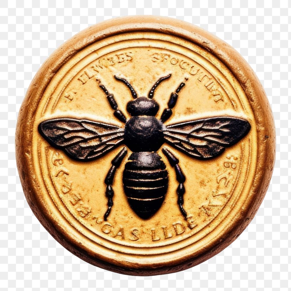 PNG  Seal Wax Stamp bee animal insect white background.