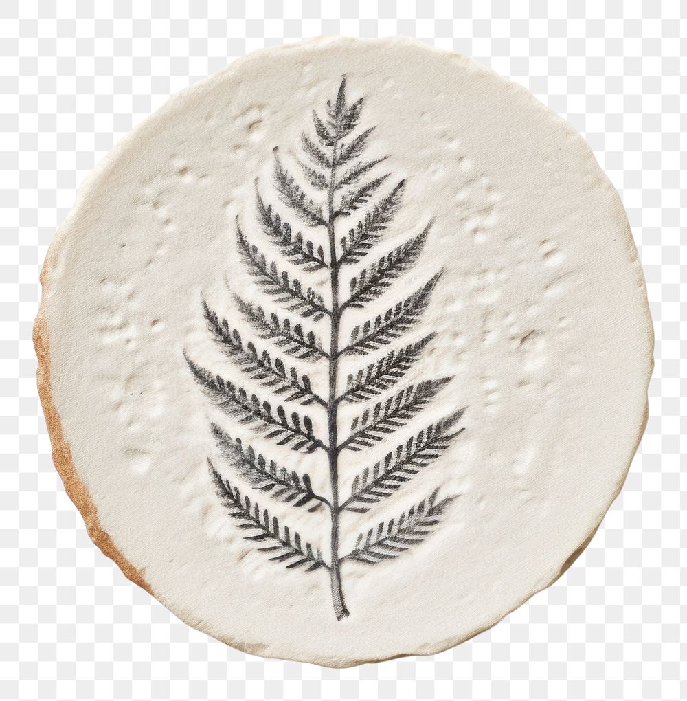 PNG  Seal Wax Stamp fern imprint pattern white background dishware.