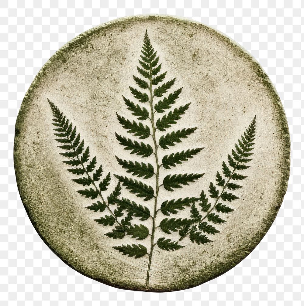 PNG  Seal Wax Stamp fern imprint jewelry plant leaf.