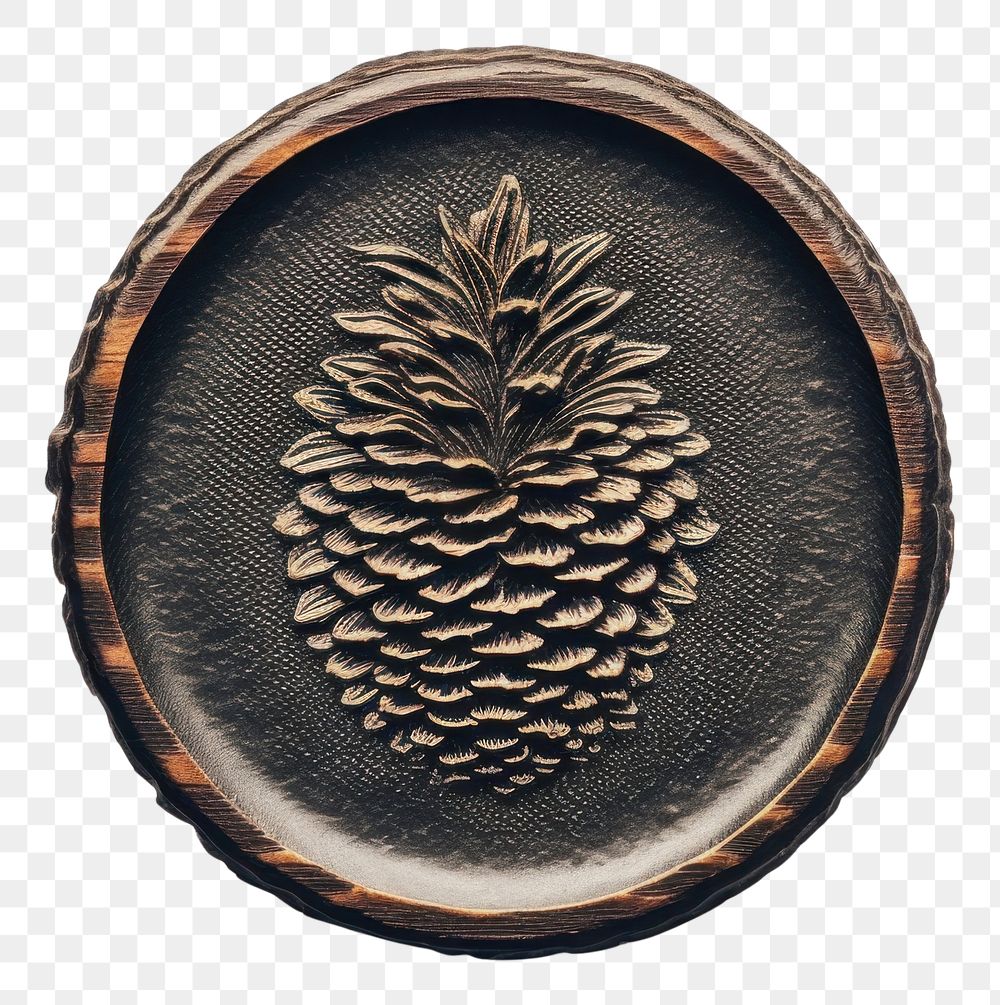 PNG  Seal Wax Stamp pine cone jewelry plant tree.