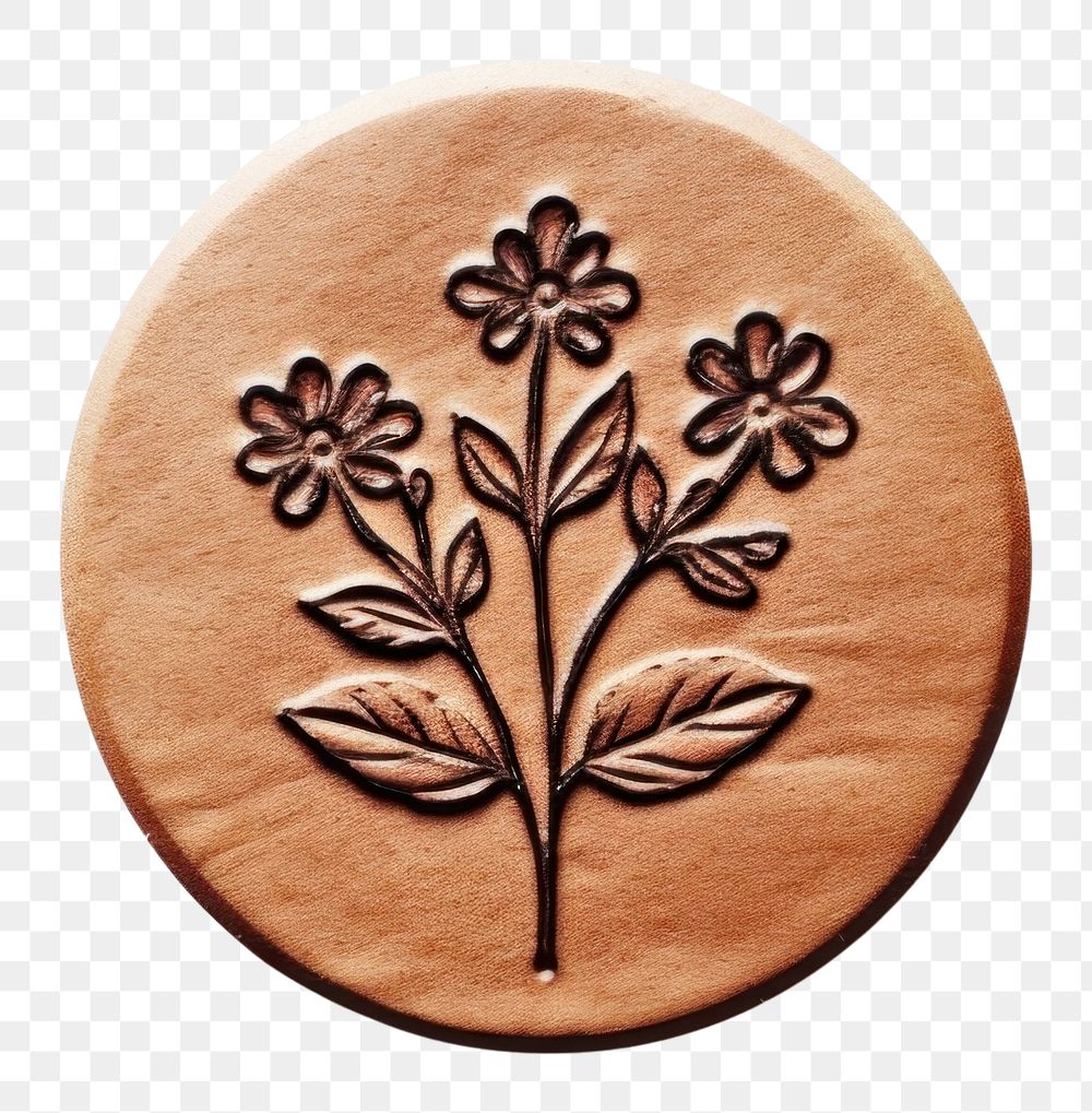PNG  Seal Wax Stamp wildflower print pattern white background confectionery.