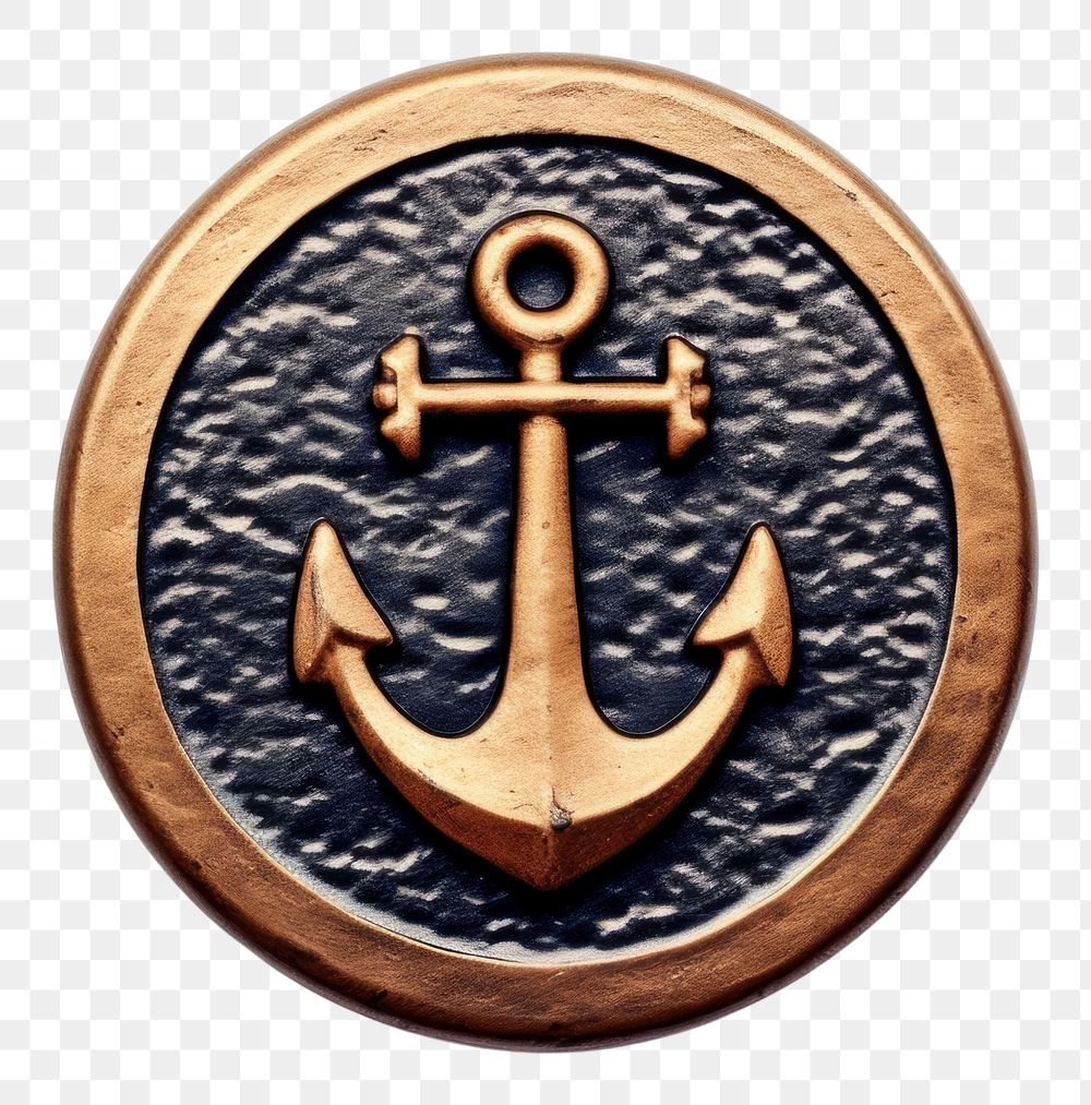 PNG  Ship anchor Seal Wax Stamp craft sea white background.