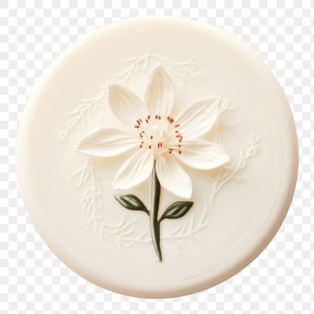 PNG  Tuberose flower Seal Wax Stamp plant white background freshness.