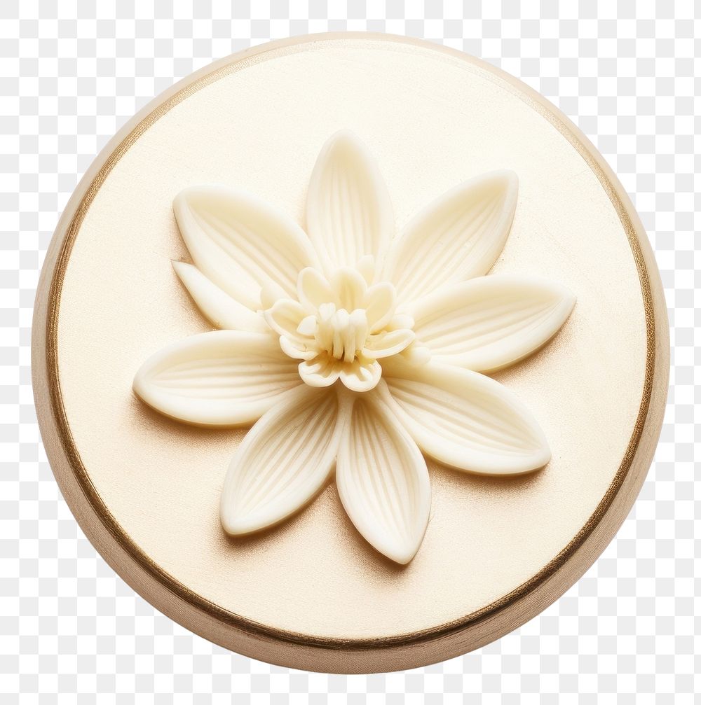 PNG  Tuberose flower Seal Wax Stamp white white background accessories.