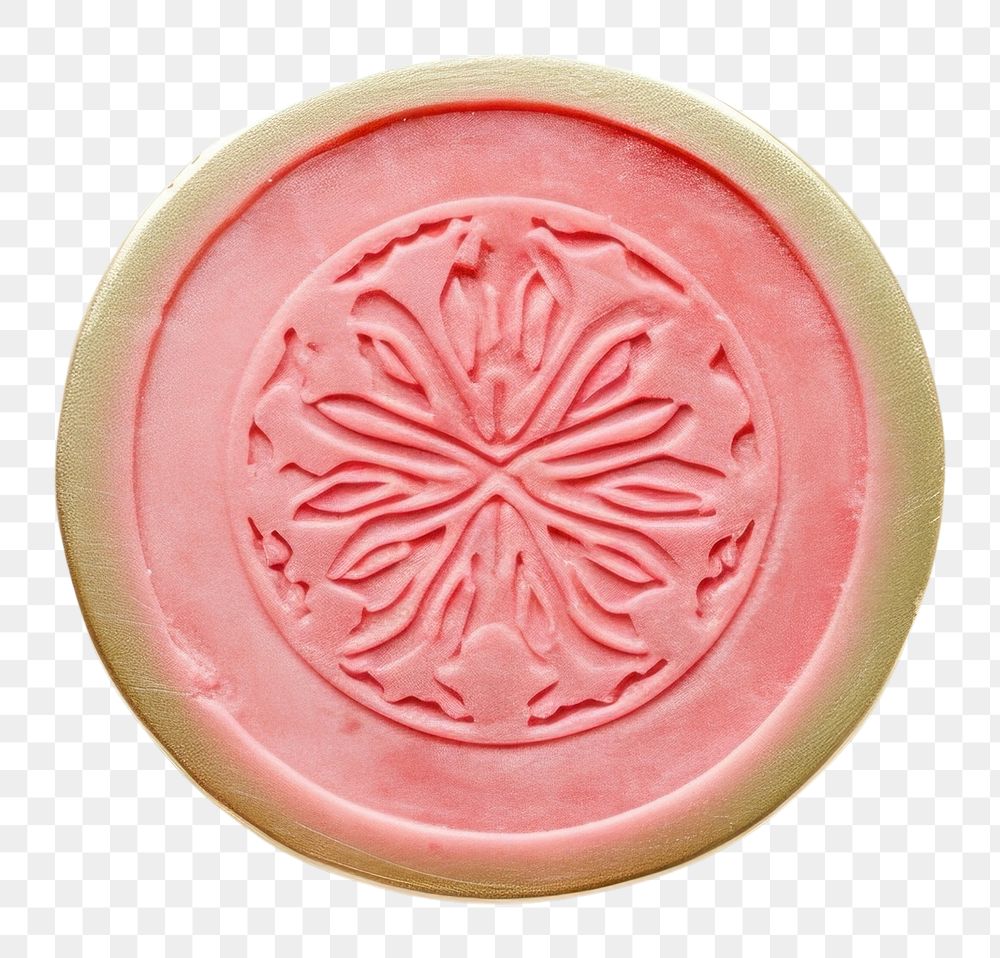 PNG  Watermelon piece Seal Wax Stamp locket food white background.