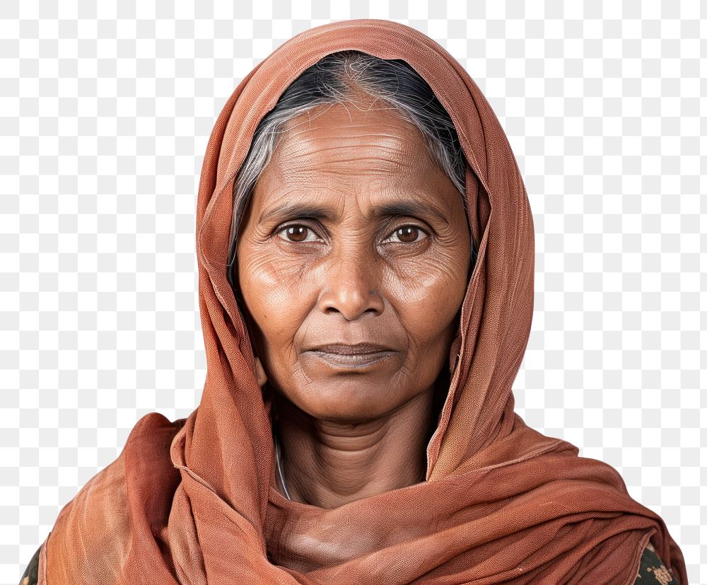 PNG Middle aged indian woman portrait white background photography.
