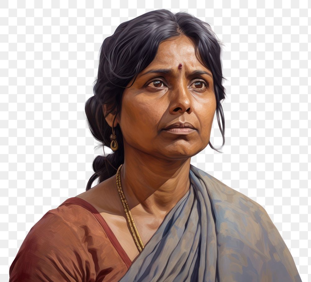 PNG Middle aged indian woman portrait adult contemplation.