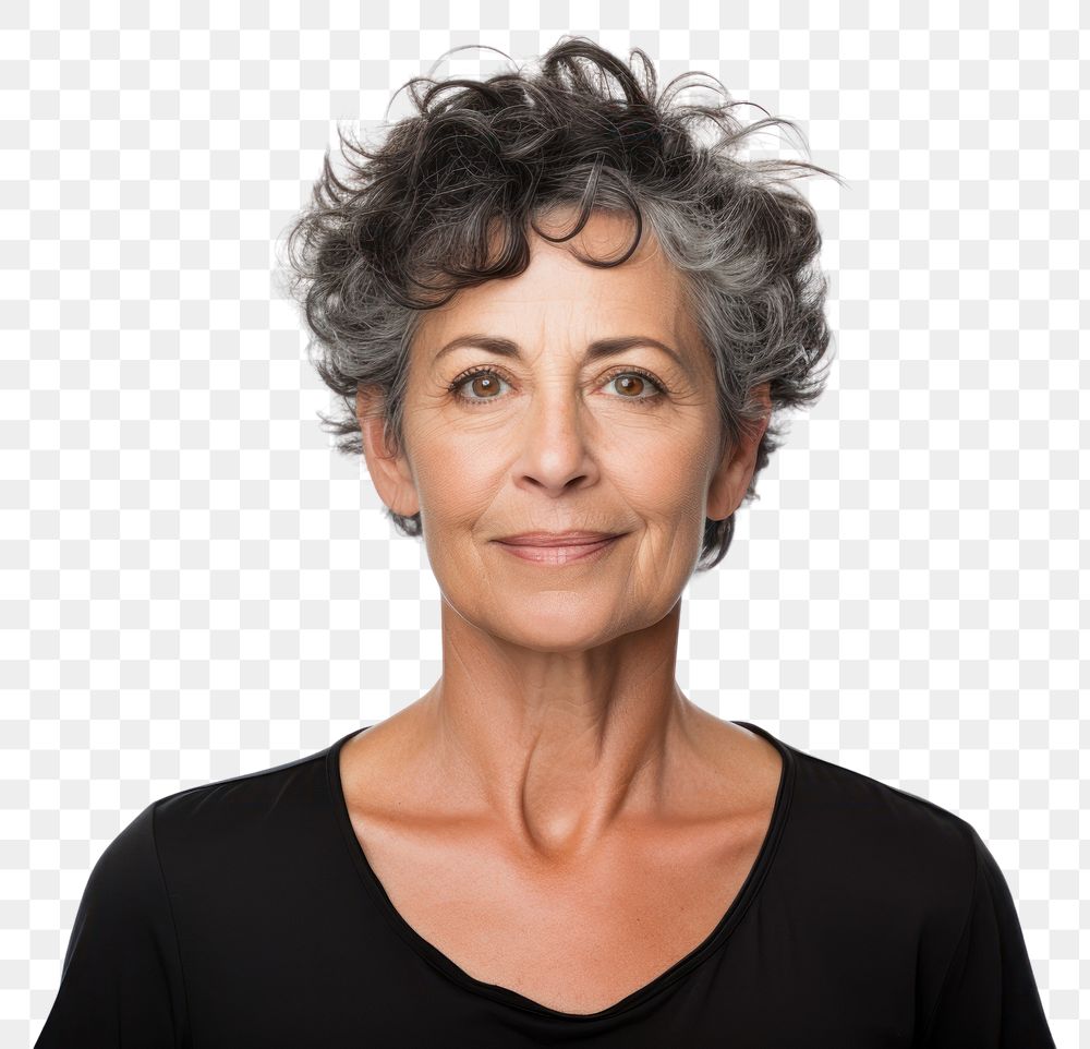 PNG Middle aged israeli woman portrait adult white background.