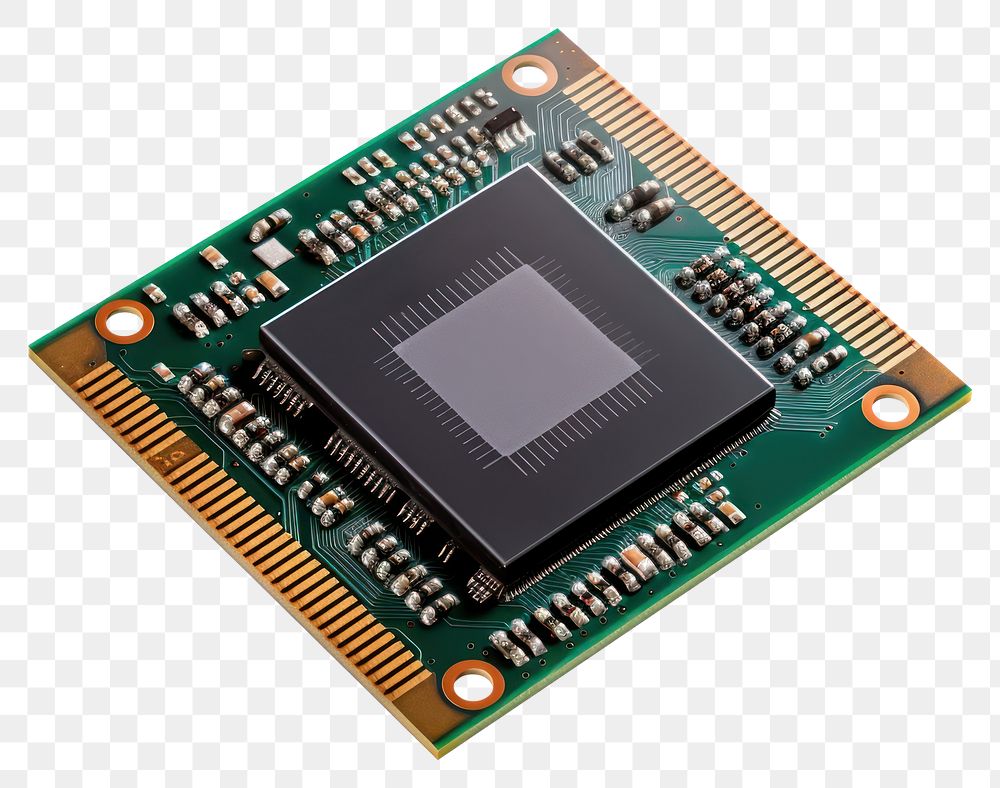 PNG  Computer white background microcontroller computer chip.