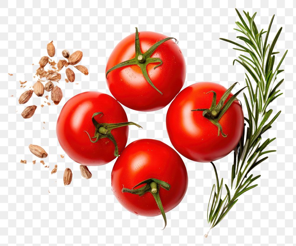 PNG  Tomatoes and rosemary vegetable fruit plant.