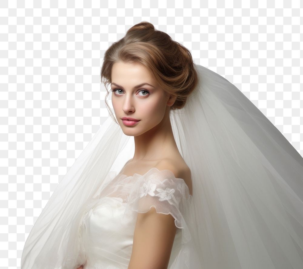 PNG Wedding bride portrait fashion dress.
