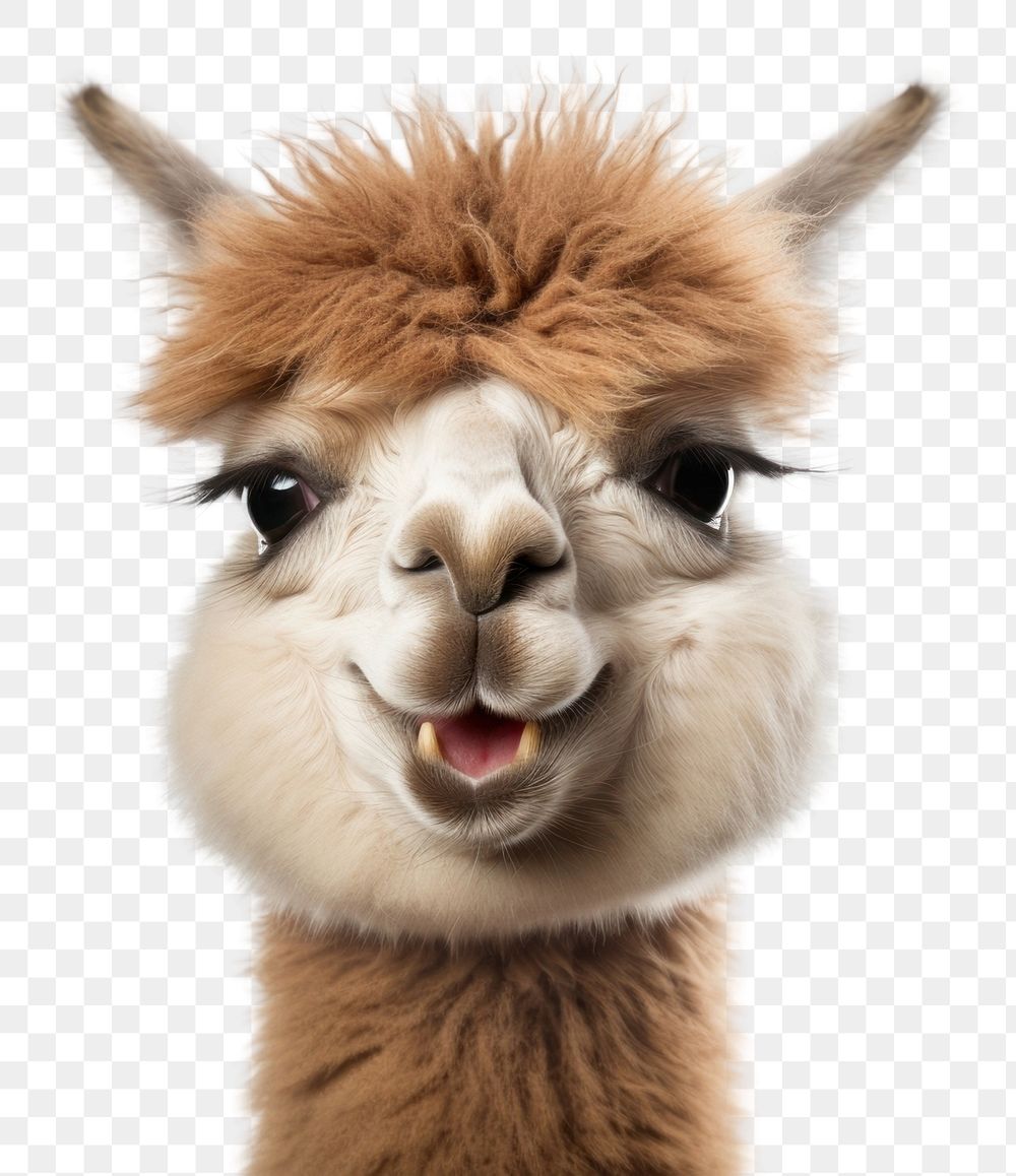 PNG Smiling alpaca mammal animal llama. AI generated Image by rawpixel.