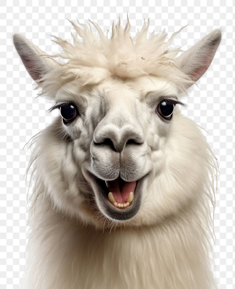 PNG Smiling lama mammal animal alpaca. AI generated Image by rawpixel.