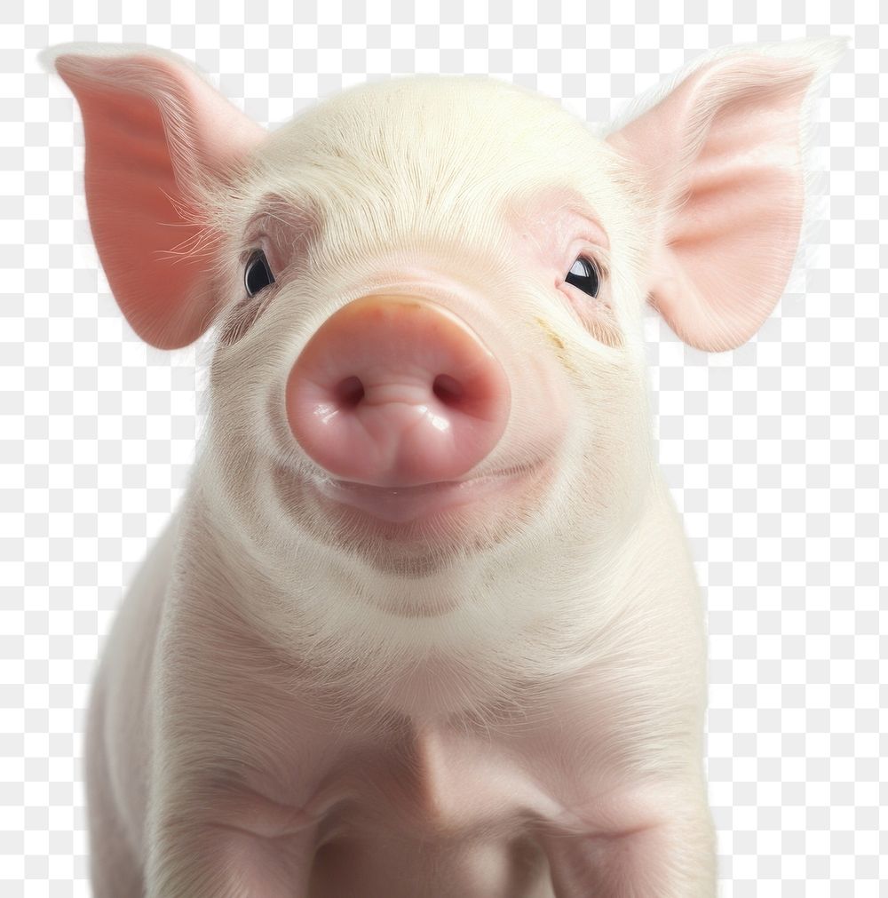 PNG Smiling piglet animal mammal portrait. AI generated Image by rawpixel.