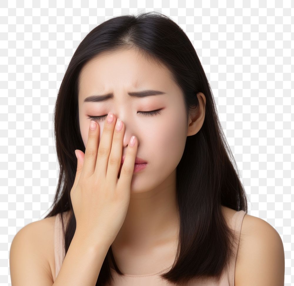 PNG Asian woman adult pain nose. AI generated Image by rawpixel.