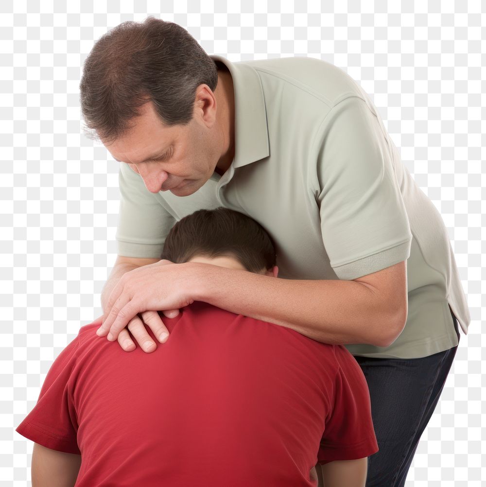 PNG Back massage hugging adult white background.